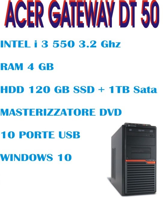 Acer Gateway DT50 con SSD e disco da 1 TB ricondizionato